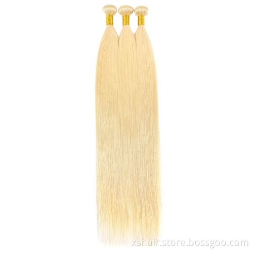 Blonde 613 virgin human hair bundles straight cuticle aligned raw 613 virgin human hair bundles with closure